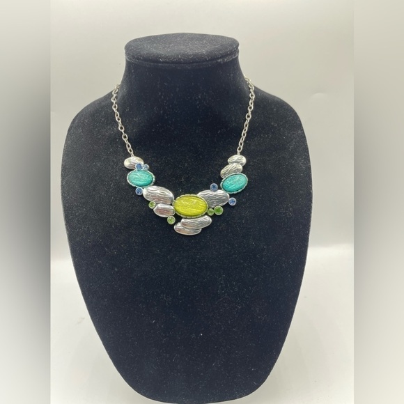 BEAUTIFUL Signed Necklace with Multi Color Amber Crystals/ - Picture 2 of 4